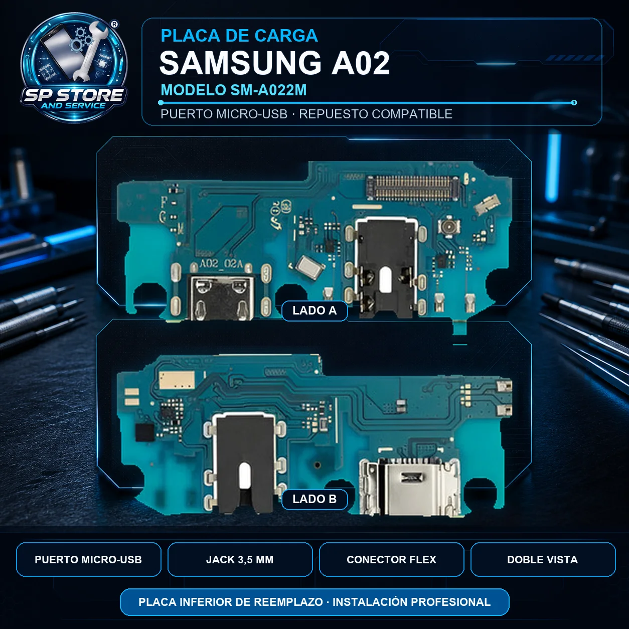 PLACA CARGA SAMSUNG A02 — SM-A022M